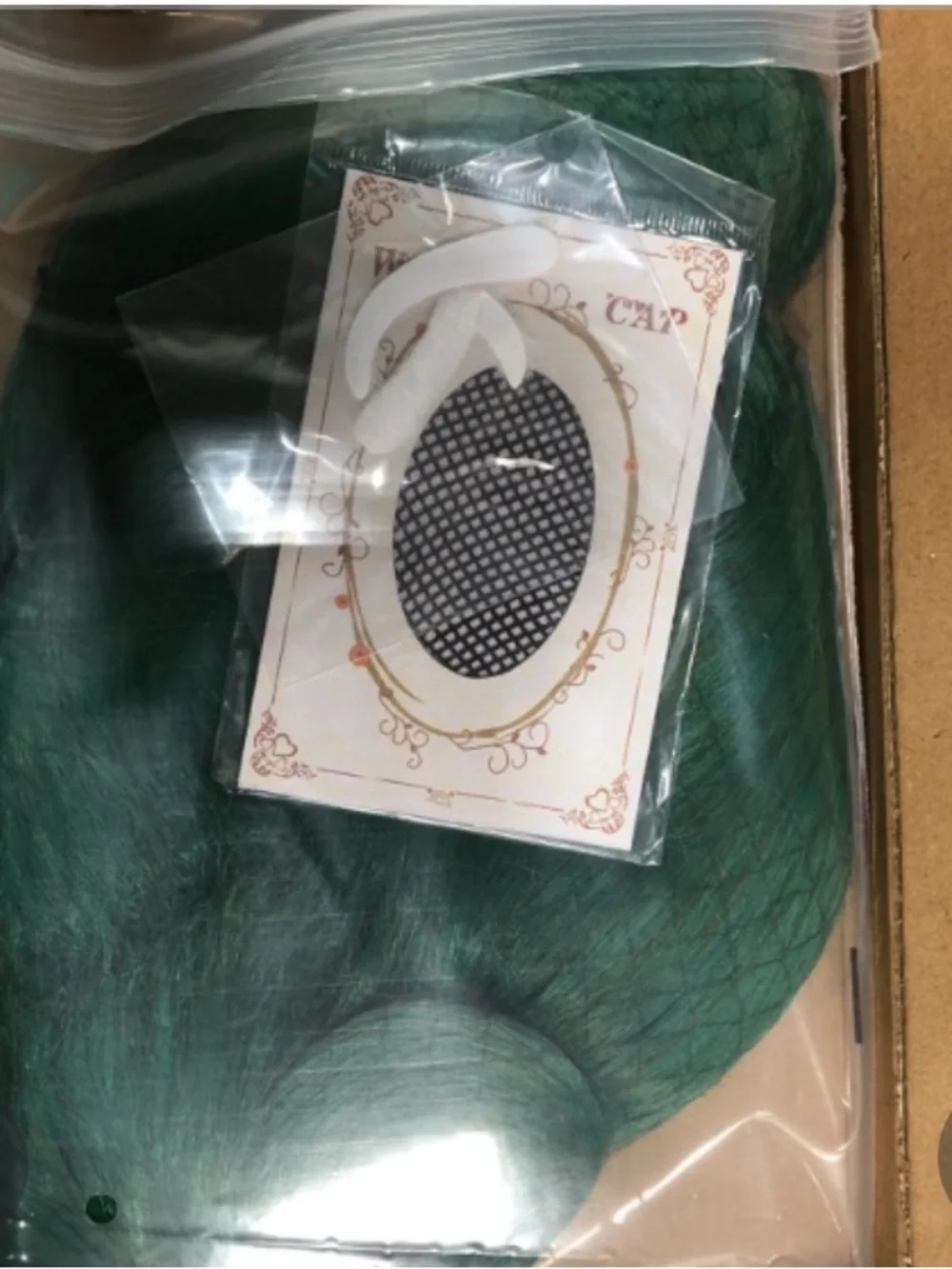 NWT Oompa Loompa Emerald Green Costume Wig with White Eyebrows